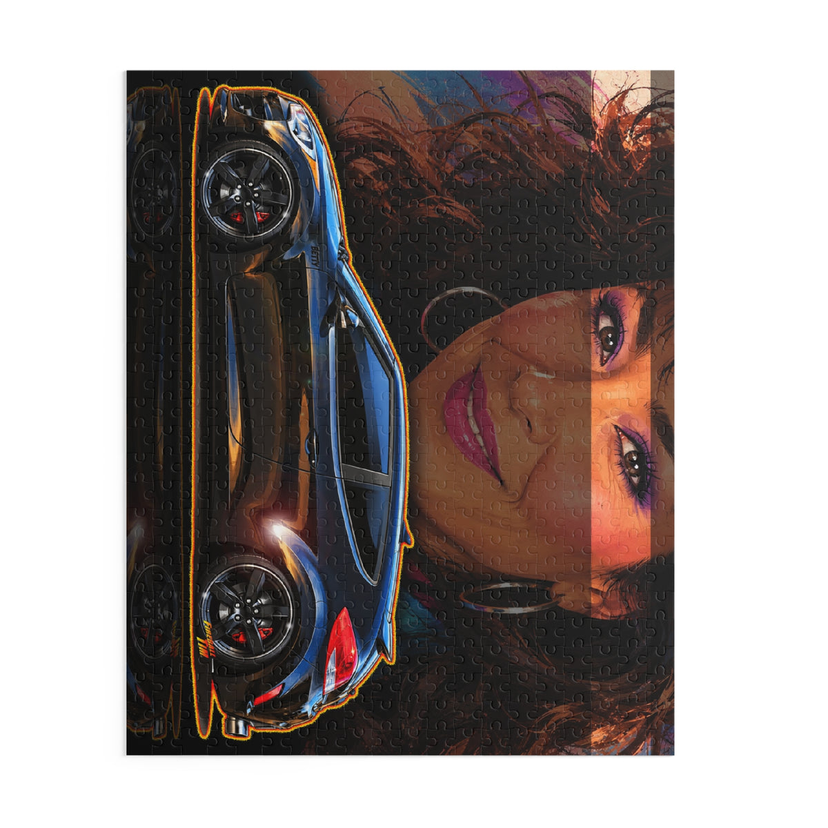 HYUNDAI VELOSTER 2012 Black Betty Collectible Fireball Art Jigsaw Puzzle — Retro Custom Cars (120/252/500‑Piece)