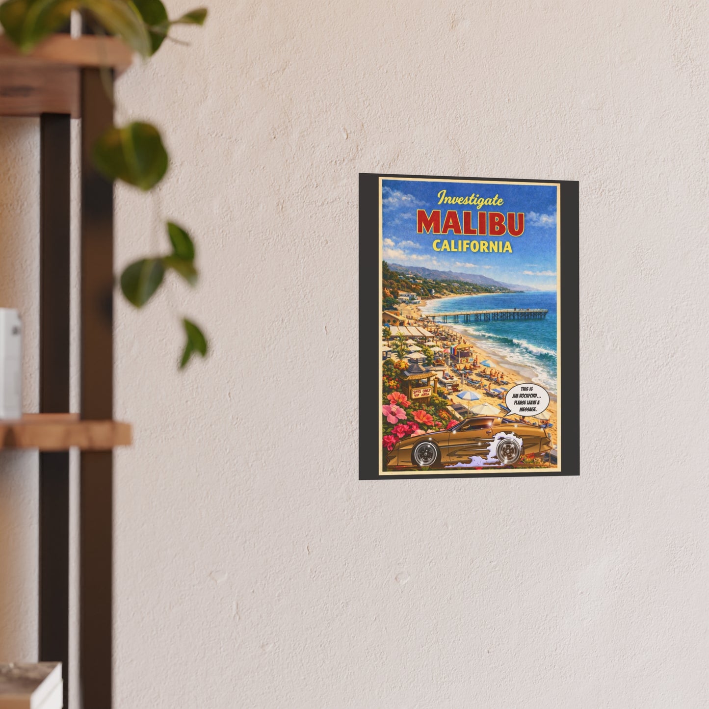 VISIT MALIBU CALIFORNIA Rockford Files Vintage Fireball Art Travel Poster Satin/Matte