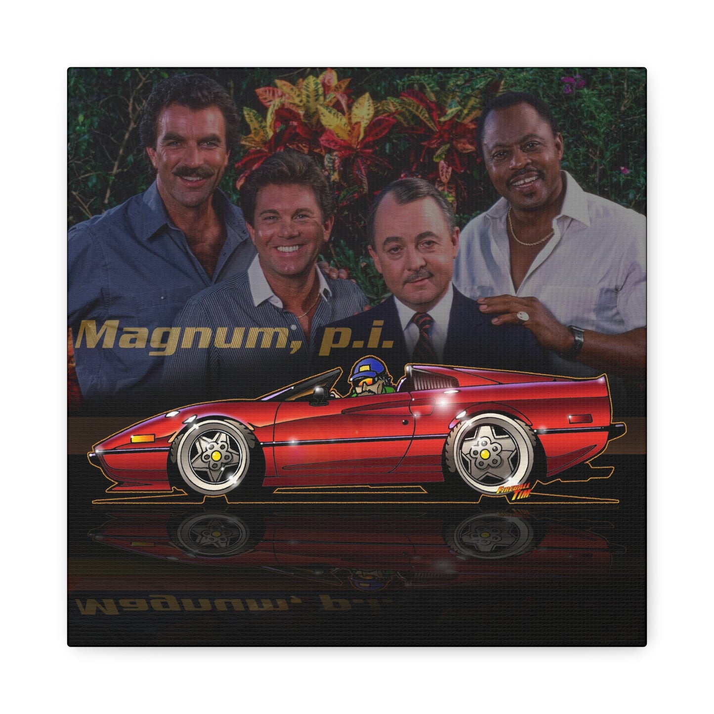 MAGNUM PI FERRARI 308 GTS Fireball Canvas Art Wall Print - 12x12