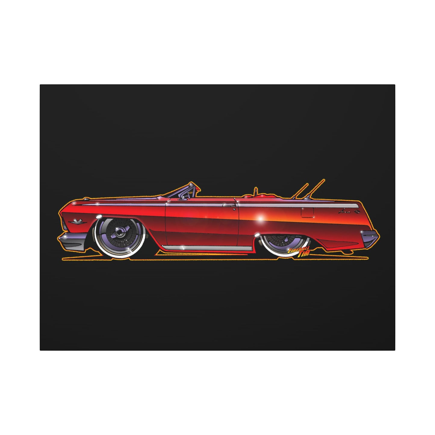 CHEVY IMPALA LOWRIDER Fireball Art Canvas Print