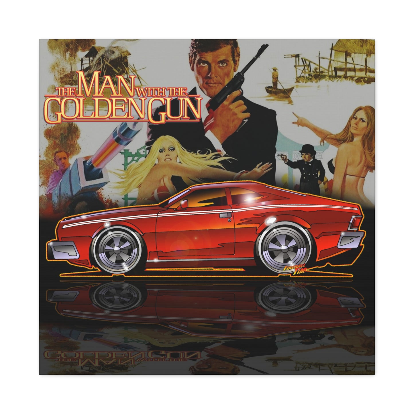 MAN WITH THE GOLDEN GUN AMC Hornet James Bond Fireball Art Canvas Print