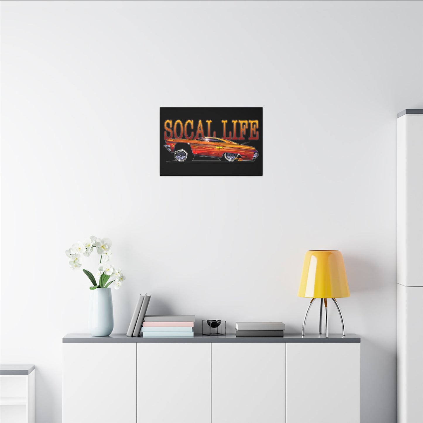 CHEVY IMPALA LOWRIDER Fireball Art Canvas Print