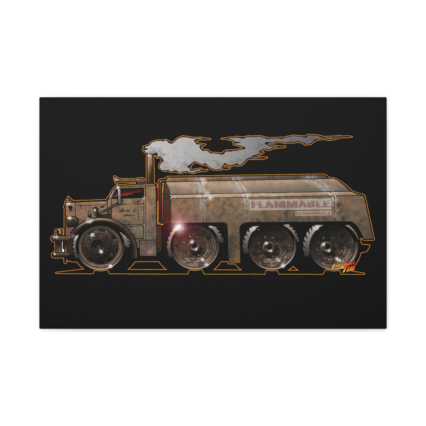 DUEL Killer Movie Truck Fireball Art Canvas Print - Sizes