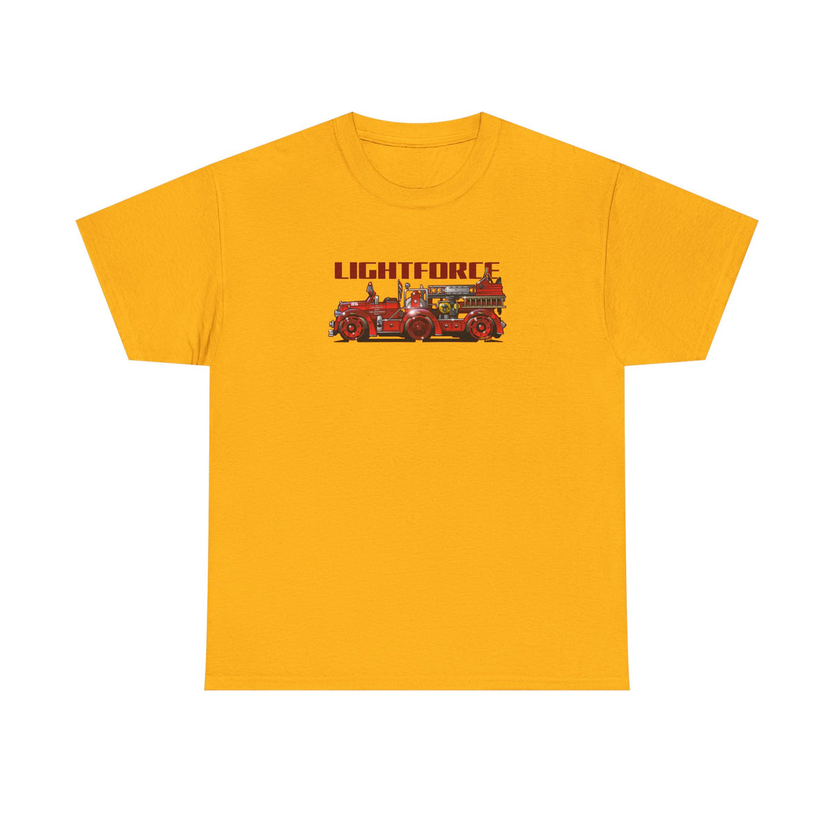 LIGHTFORCE VINTAGE 1940 AERIAL LADDER FIRE TRUCK Fireball Art Tee Shirt - Multiples