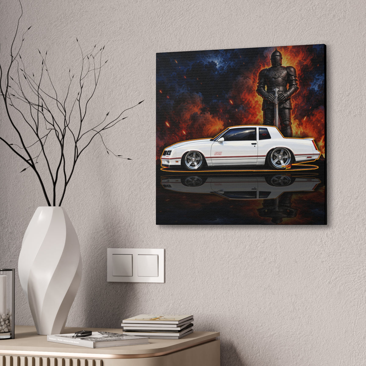 CHEVROLET MONTE CARLO 1987 Collectible Fireball Art Canvas Stretched Print