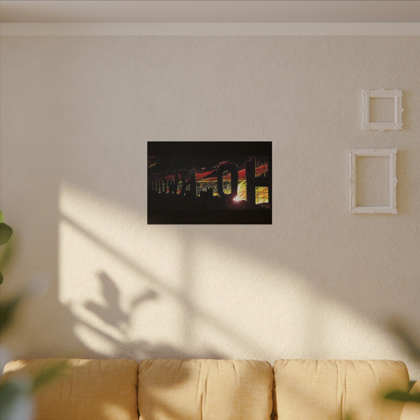 ESCAPE FROM LA Hollywood Sigh Fireball Concept Art Canvas Print