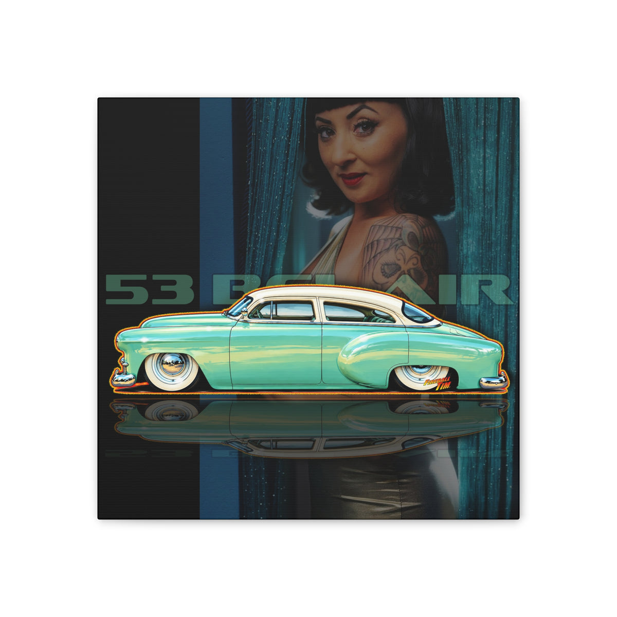 CHEVROLET BEL AIR 1953 Collectible Fireball Art Collectible Fireball Art Canvas Stretched Print