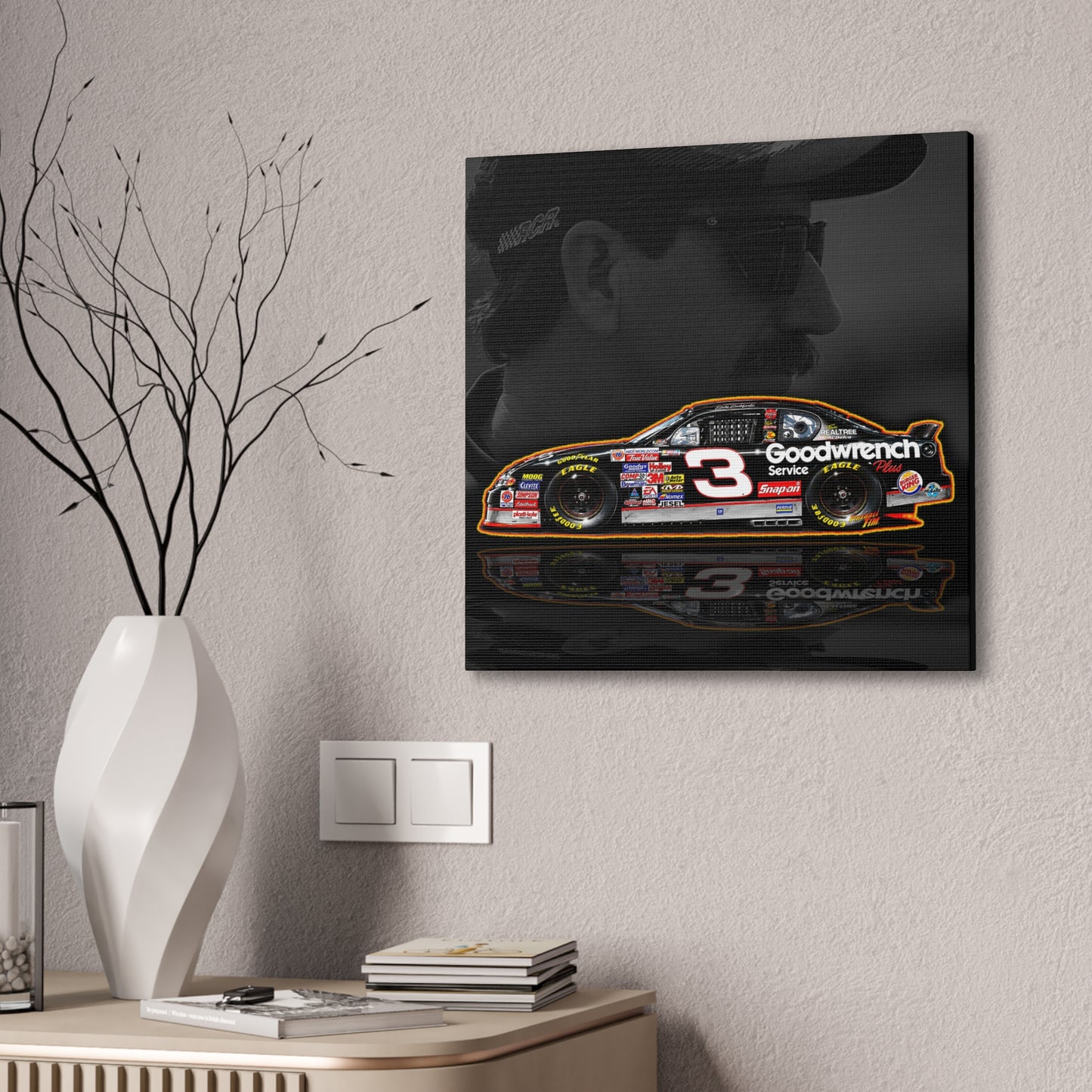 DALE EARNHARDT NASCAR Chevrolet 3 Collectible Fireball Art Canvas Stretched Print