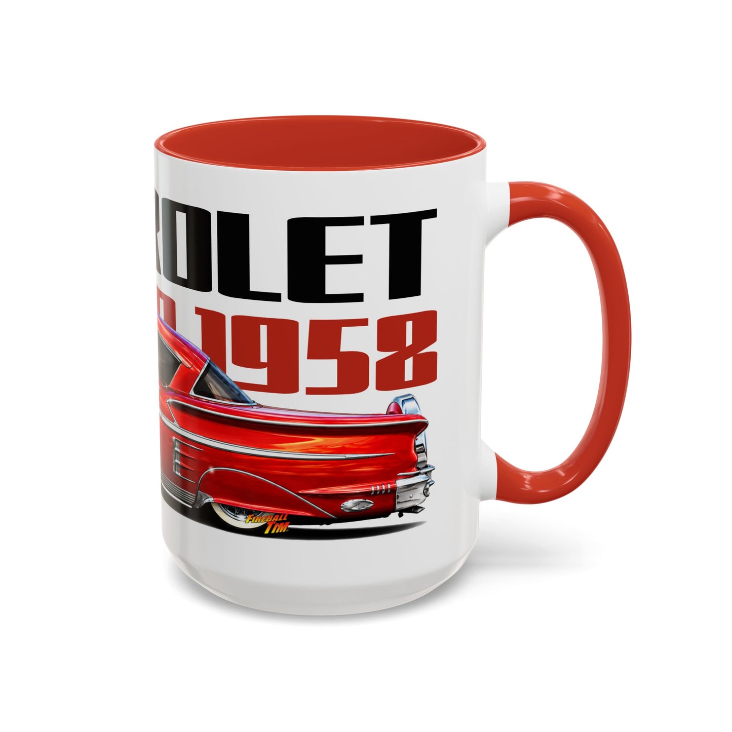 CHEVROLET CUSTOM IMPALA 1958 Collectible Fireball Art Coffee Mug - 2 Sizes
