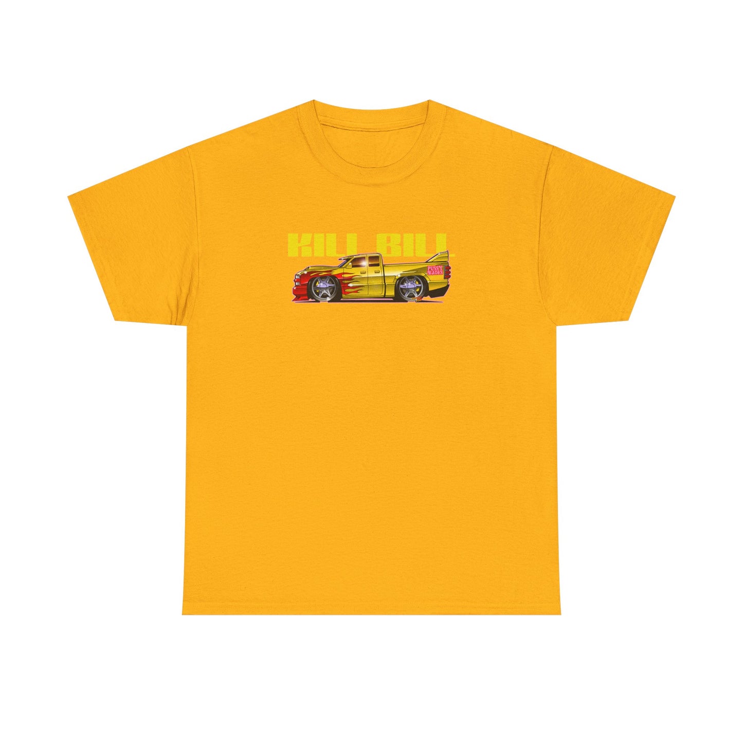 KILL BILL PUSSY WAGON Chevy Pickup Truck Fireball Art Tee Shirt - Multiple Sizes