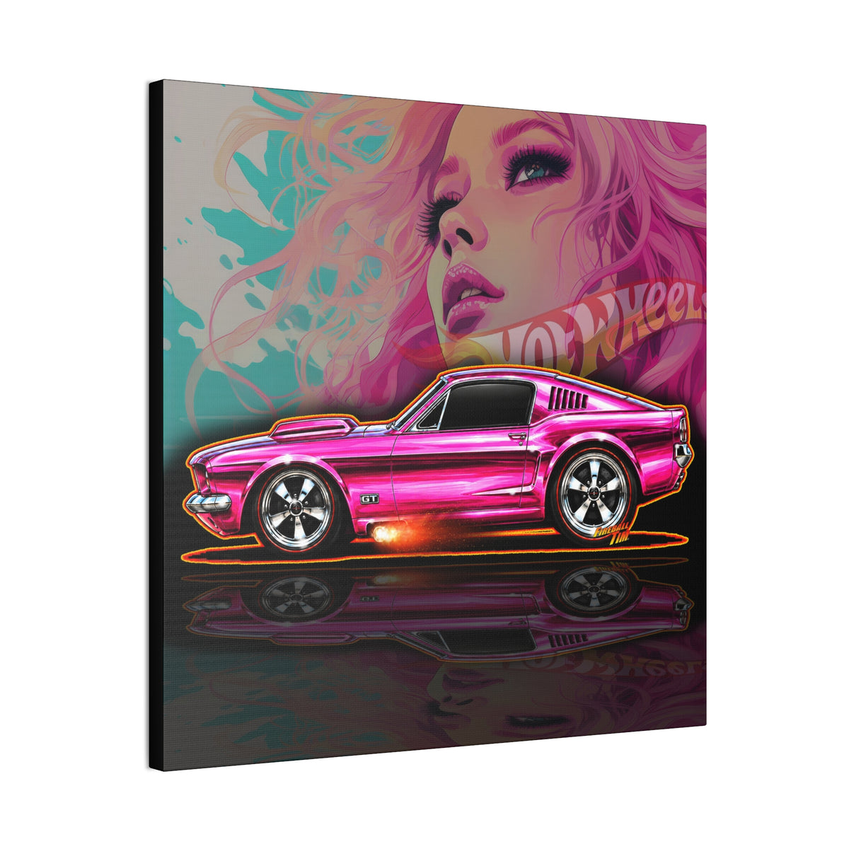 HOT WHEELS Sweet 16 MUSTANG GT Collectible Fireball Art Canvas Stretched Print