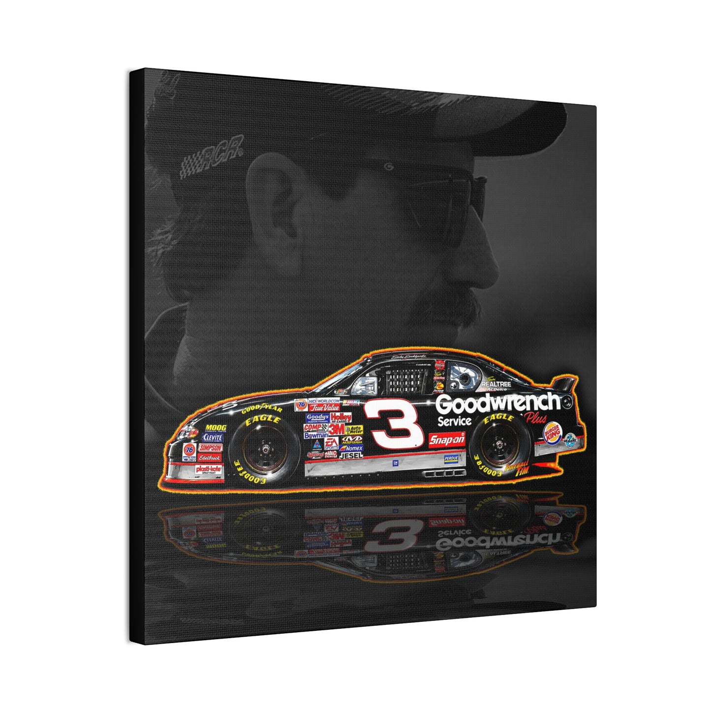 DALE EARNHARDT NASCAR Chevrolet 3 Collectible Fireball Art Canvas Stretched Print