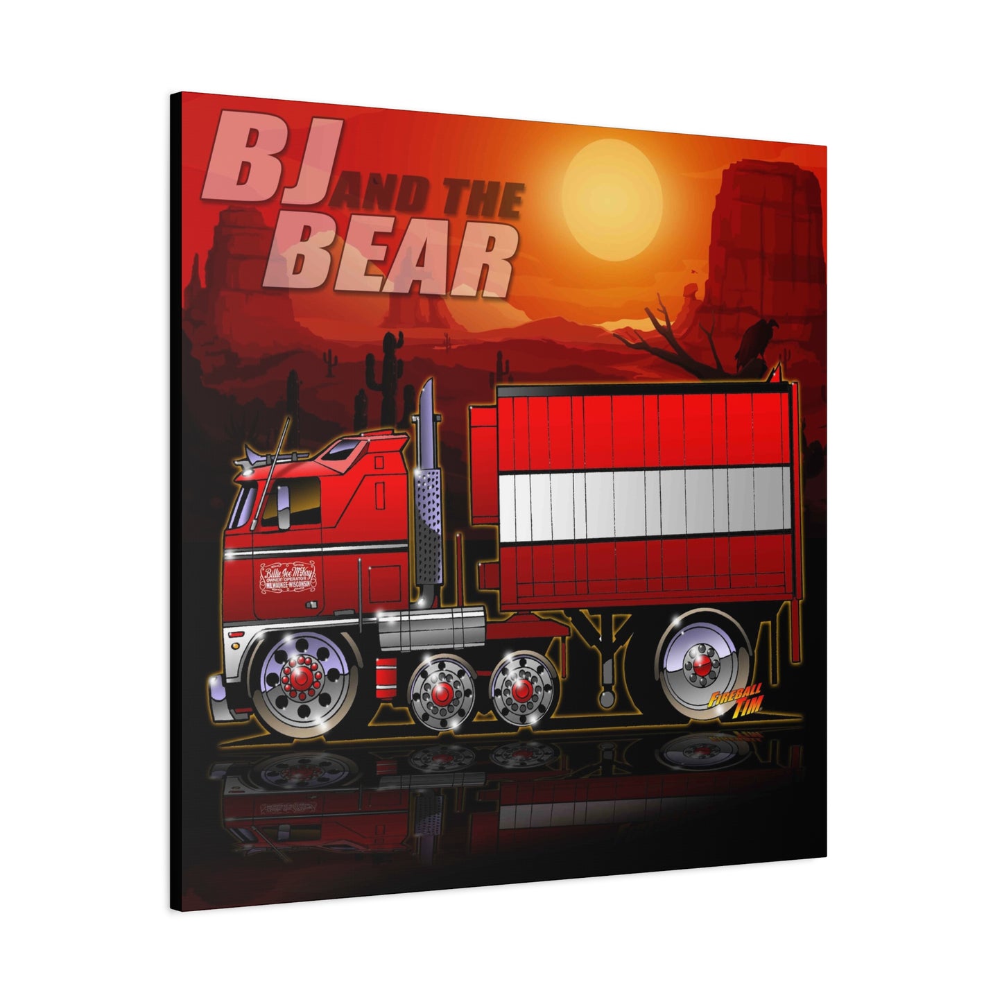 BJ AND THE BEAR TV Show Semi Truck Canvas Art Wall Print - 2 Sizes