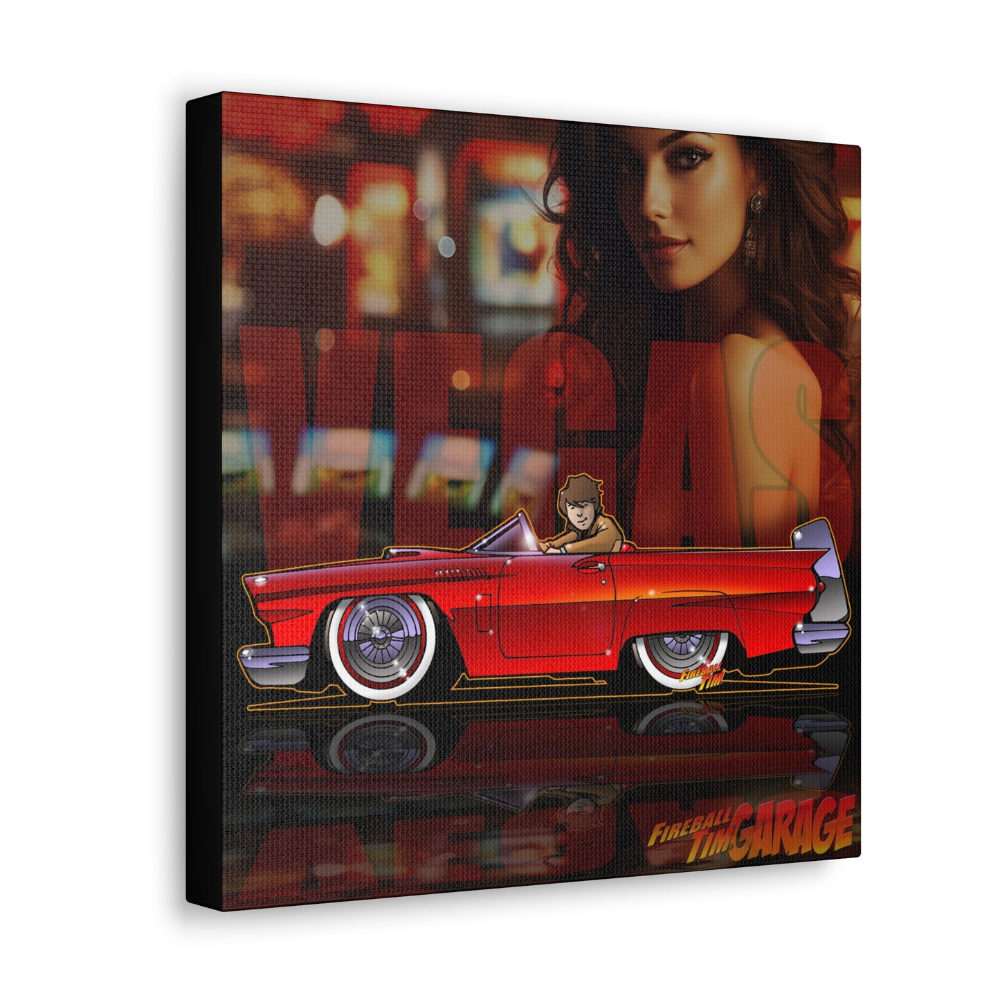 VEGAS THUNDERBIRD TV Car Robert Urich Concept Art Canvas MASTERPRINT 3 Sizes