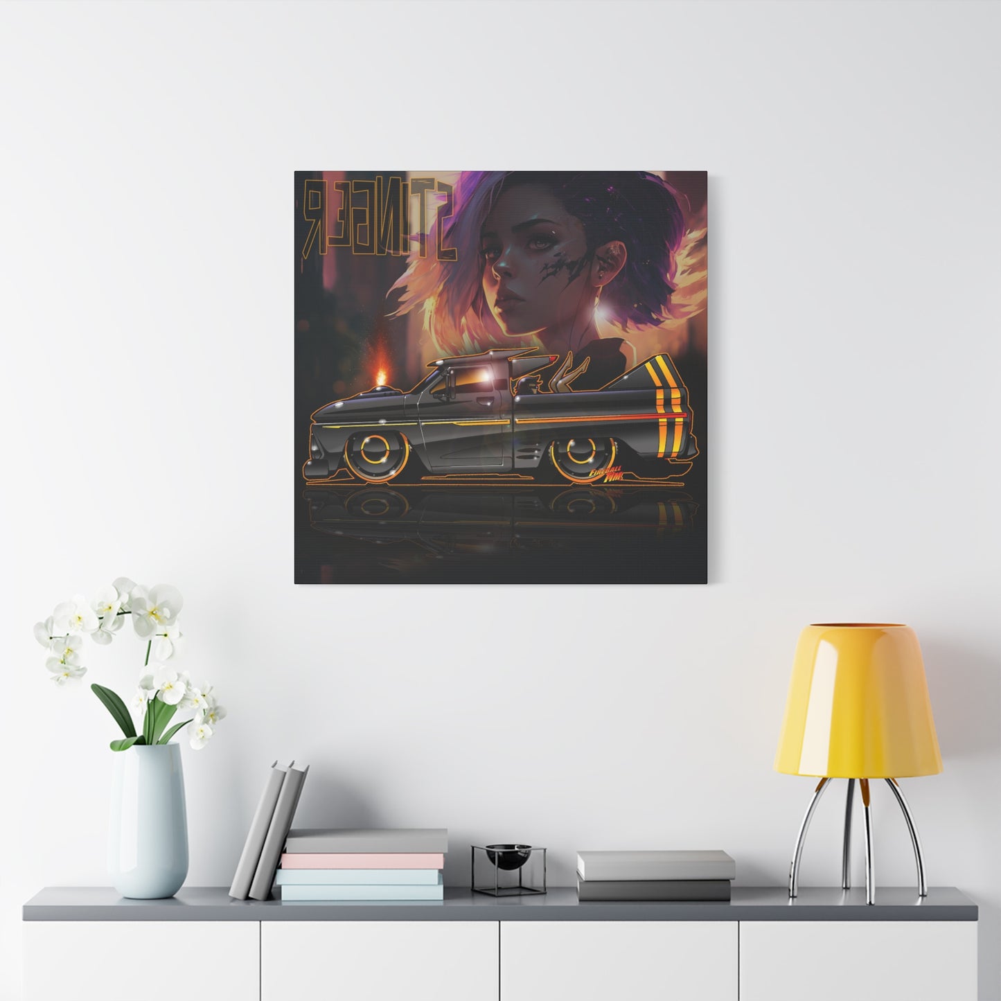 CHEVROLET C10 1960 Stinger Pickup Truck Fireball Art Canvas Print