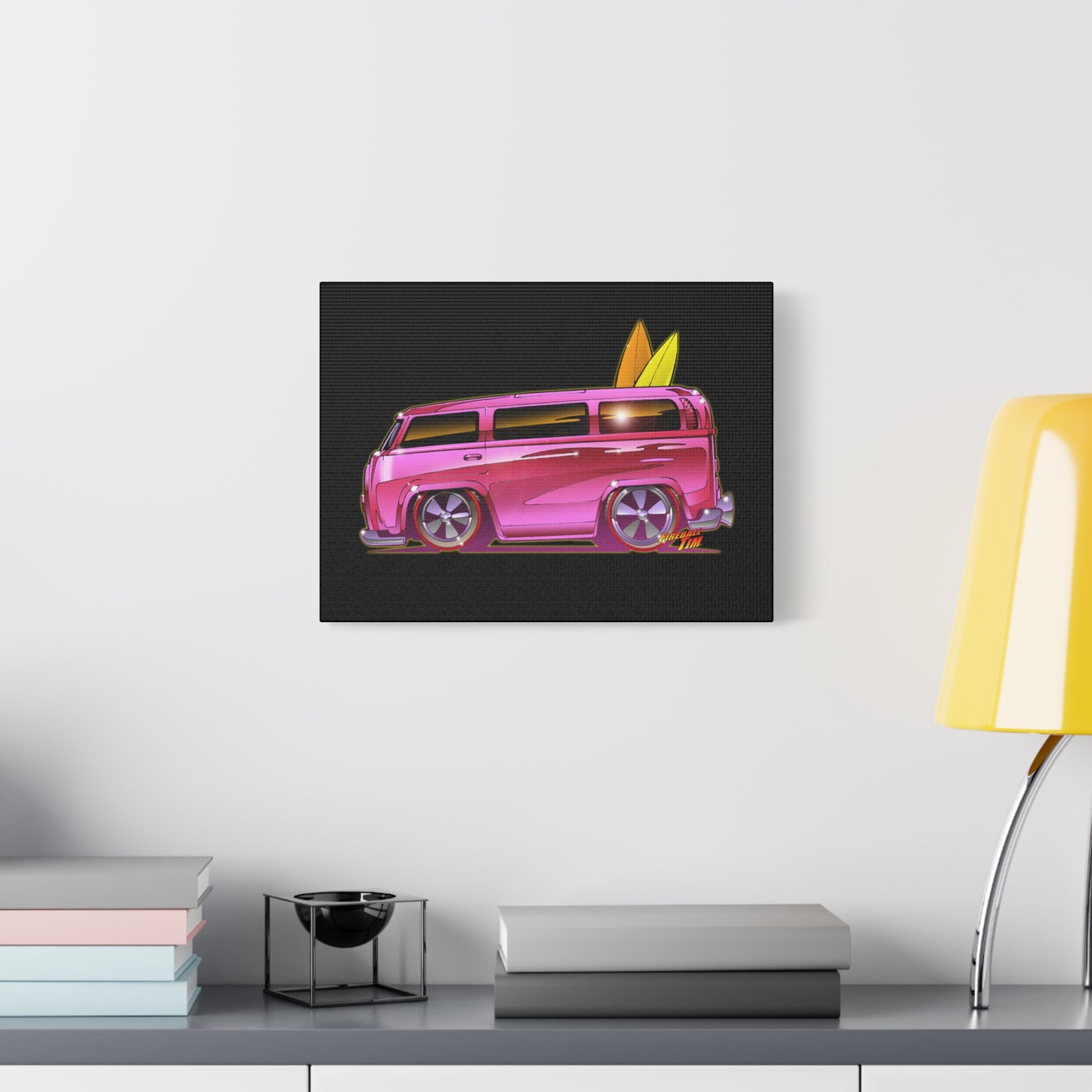 HOT WHEELS PINK BEACH BOMB BUS Fireball Art Canvas Print