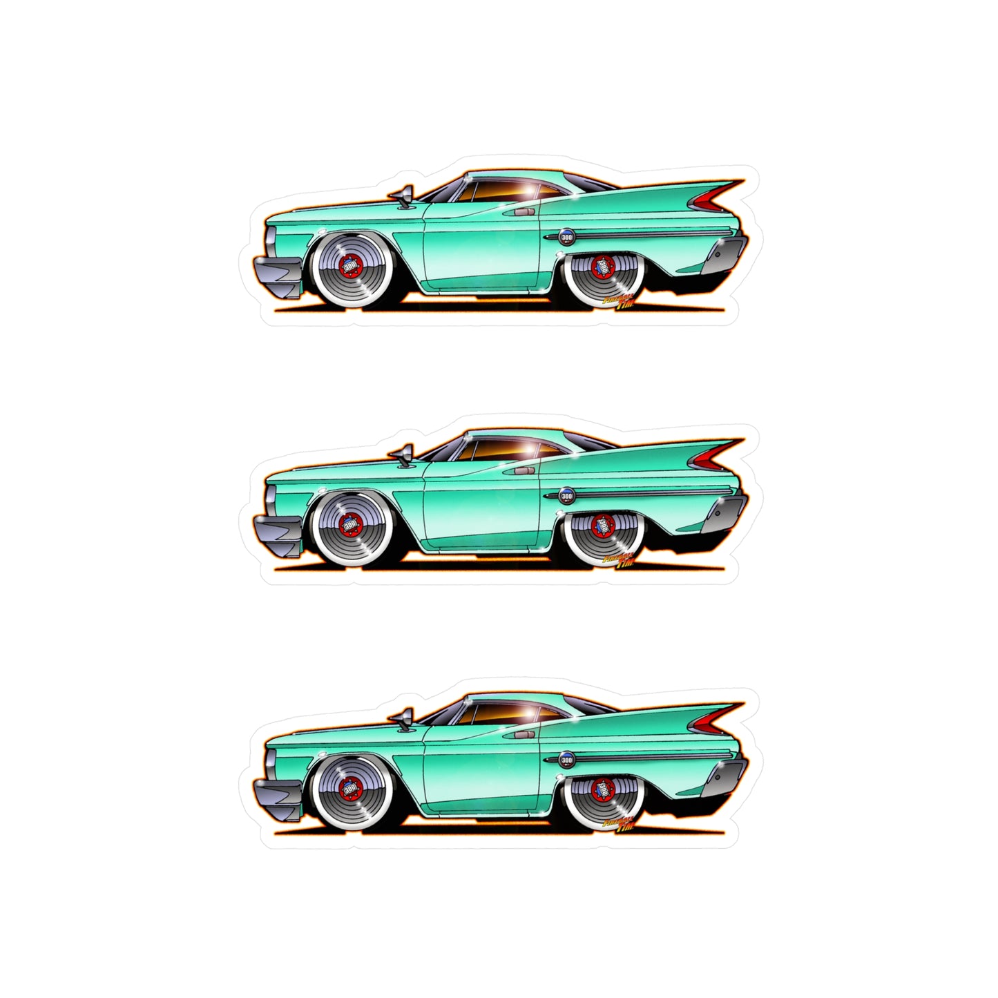 CHRYSLER 300F 1960 Fireball Classic Car Art Decal Sticker Set - 4 Sizes