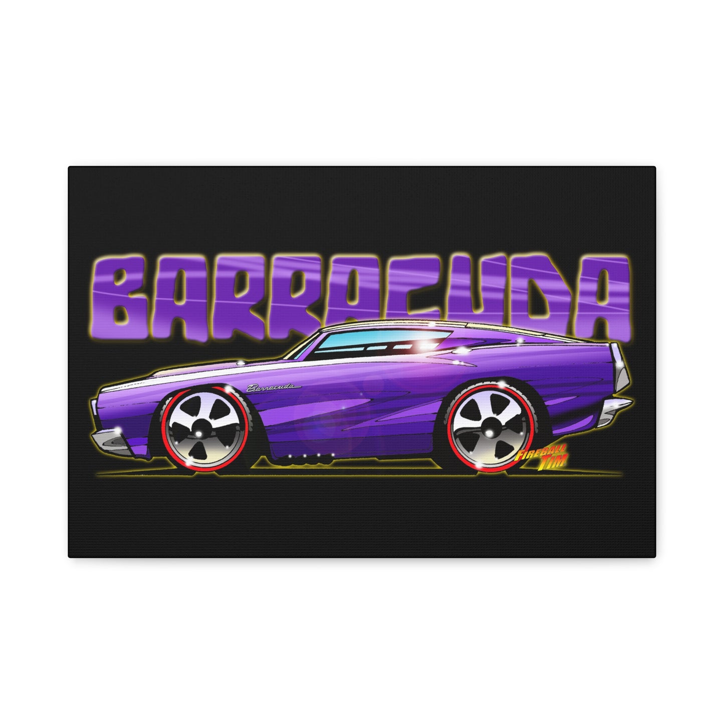 PLYMOUTH BARRACUDA Fireball Art Canvas Wall Print