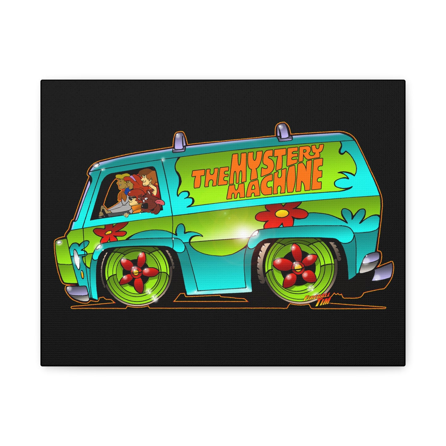 SCOOBY DOO MYSTERY MACHINE VAN Fireball Art Canvas Wall Print - 11x14