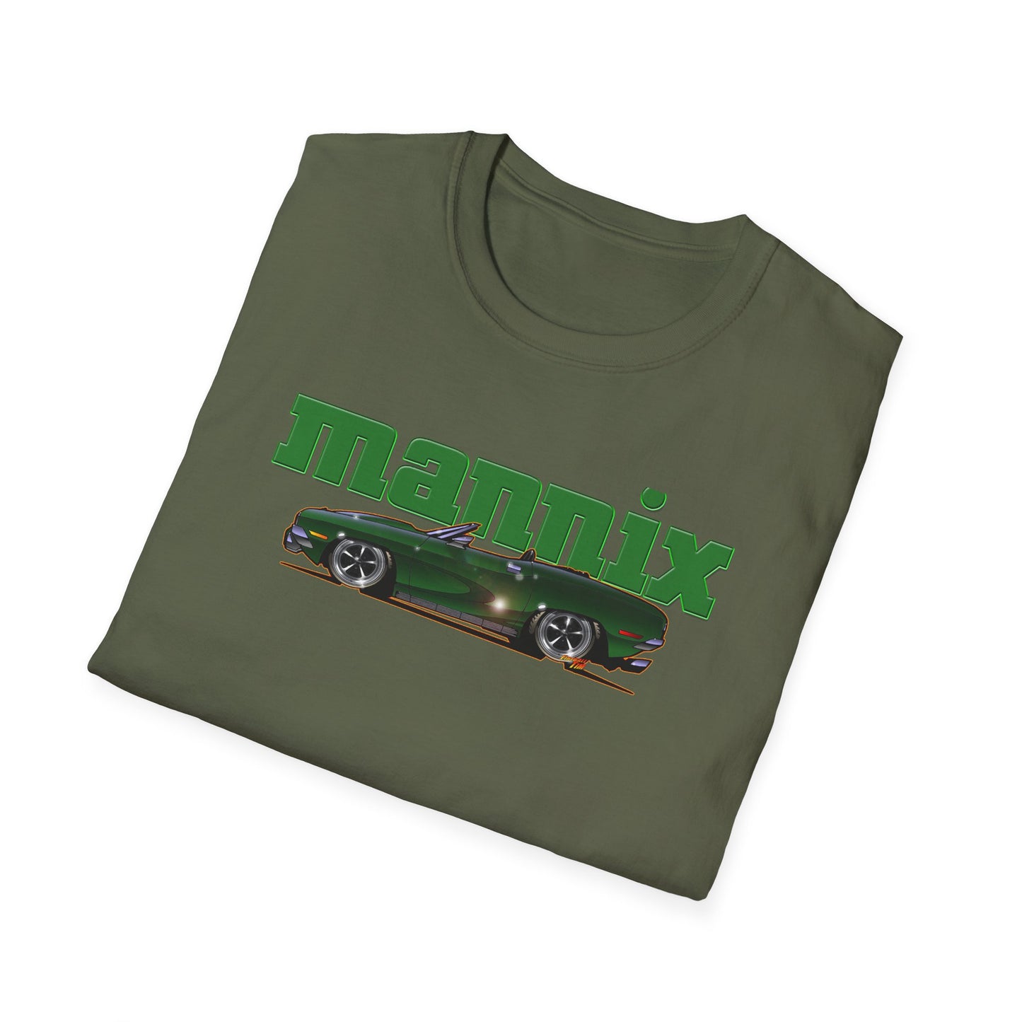 MANNIX TV Show Plymouth Barracuda Concept Art Softstyle T-Shirt Multiple Colors