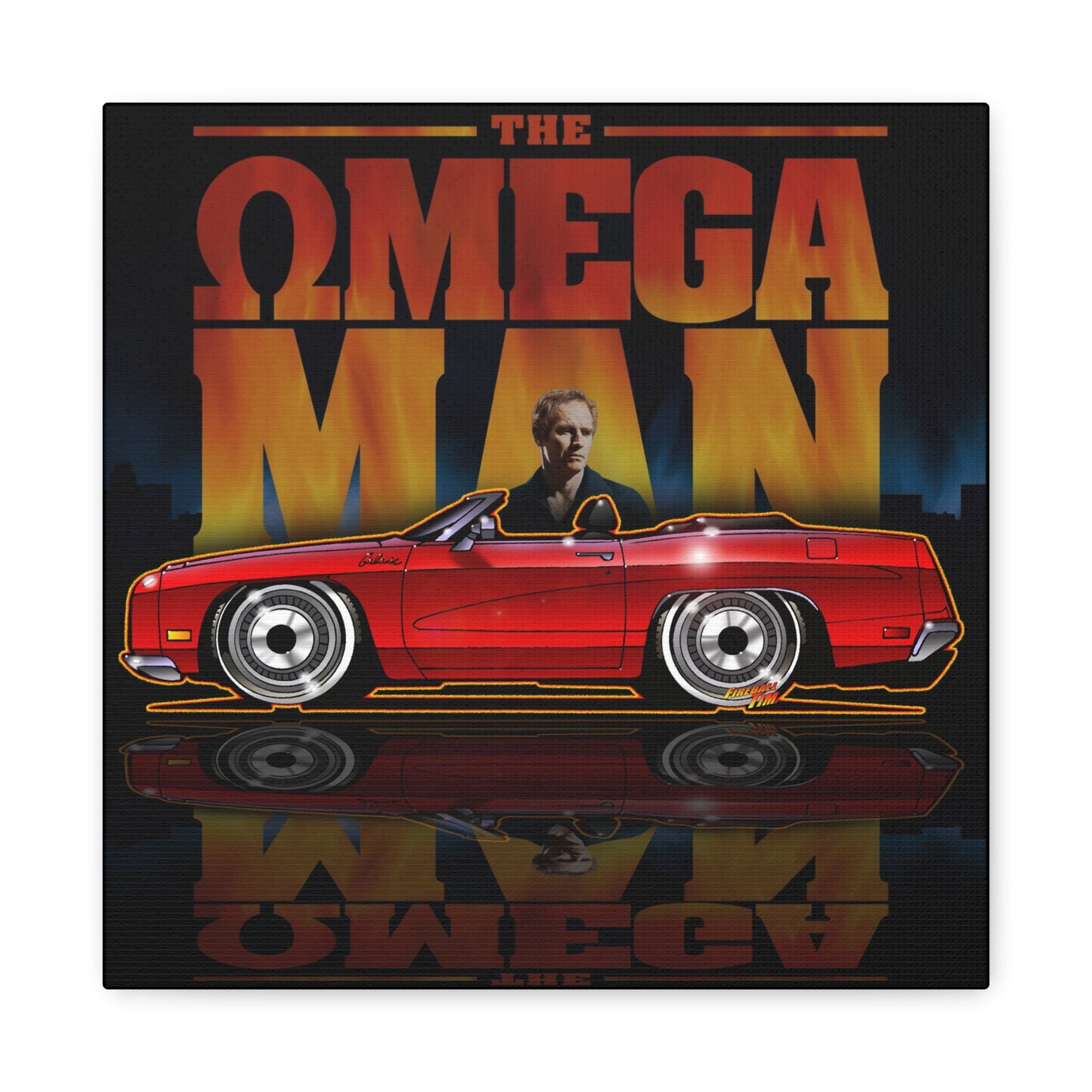 THE OMEGA MAN 1970 Ford Galaxie XL Fireball Art Collectible Canvas Print - 12x12