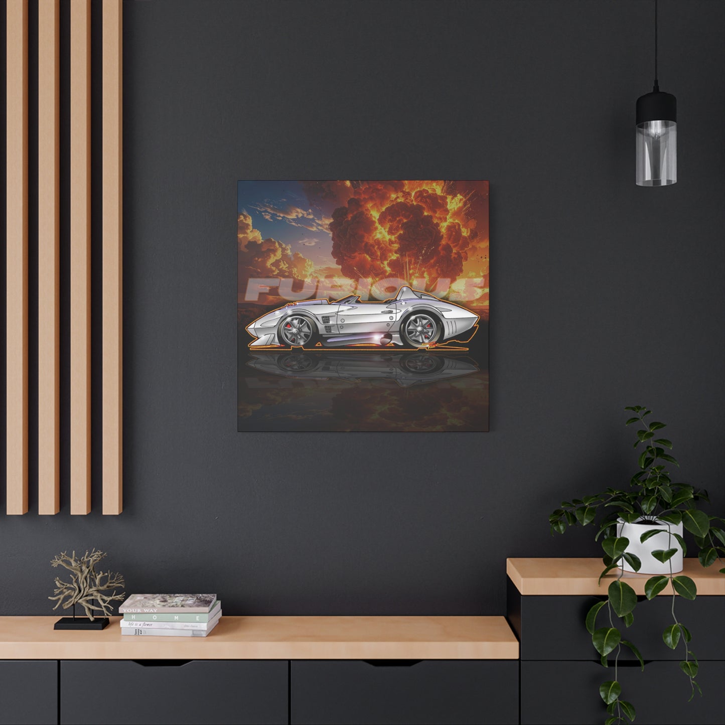 FAST AND FURIOUS Grand Sport Stingray Corvette Fireball Art Canvas Print