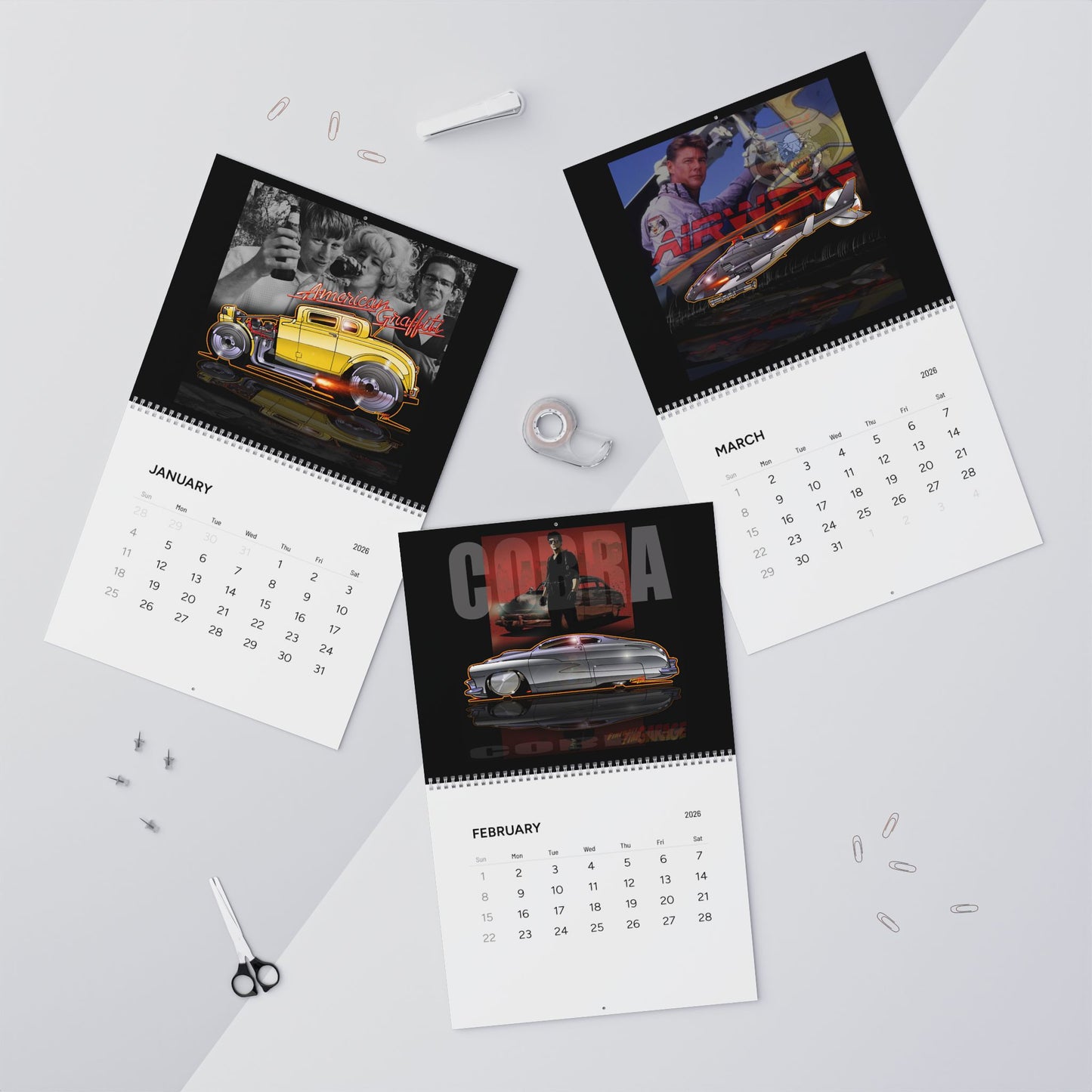 FIREBALL TIM GARAGE 2026 Movie & TV Car Calendar - 2 Sizes