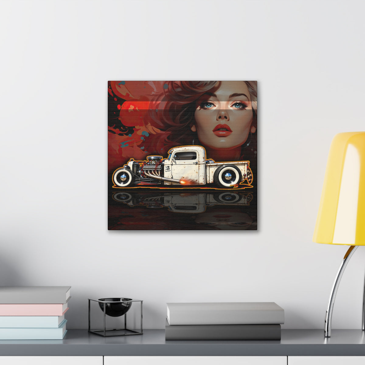 OUTLAW 150 Hot Rod Rat Rod Collectible Fireball Art Canvas Stretched Print