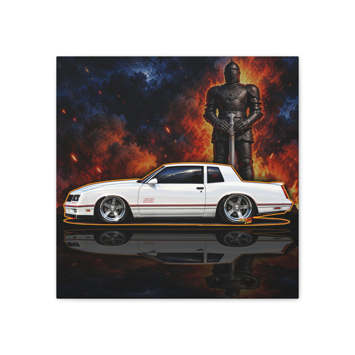 CHEVROLET MONTE CARLO 1987 Collectible Fireball Art Canvas Stretched Print