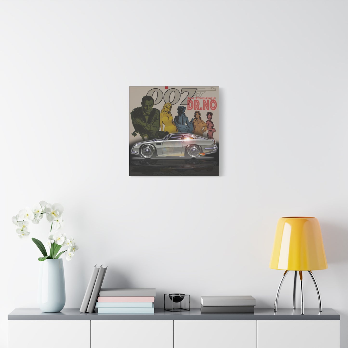 DR. NO ASTON MARTIN DB5 James Bond Fireball Art Canvas Wall Print - 3 Sizes