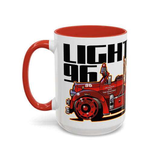 LIGHTFORCE VINTAGE 1940 AERIAL LADDER FIRE TRUCK Fireball Art Coffee Mug - Two Sizes