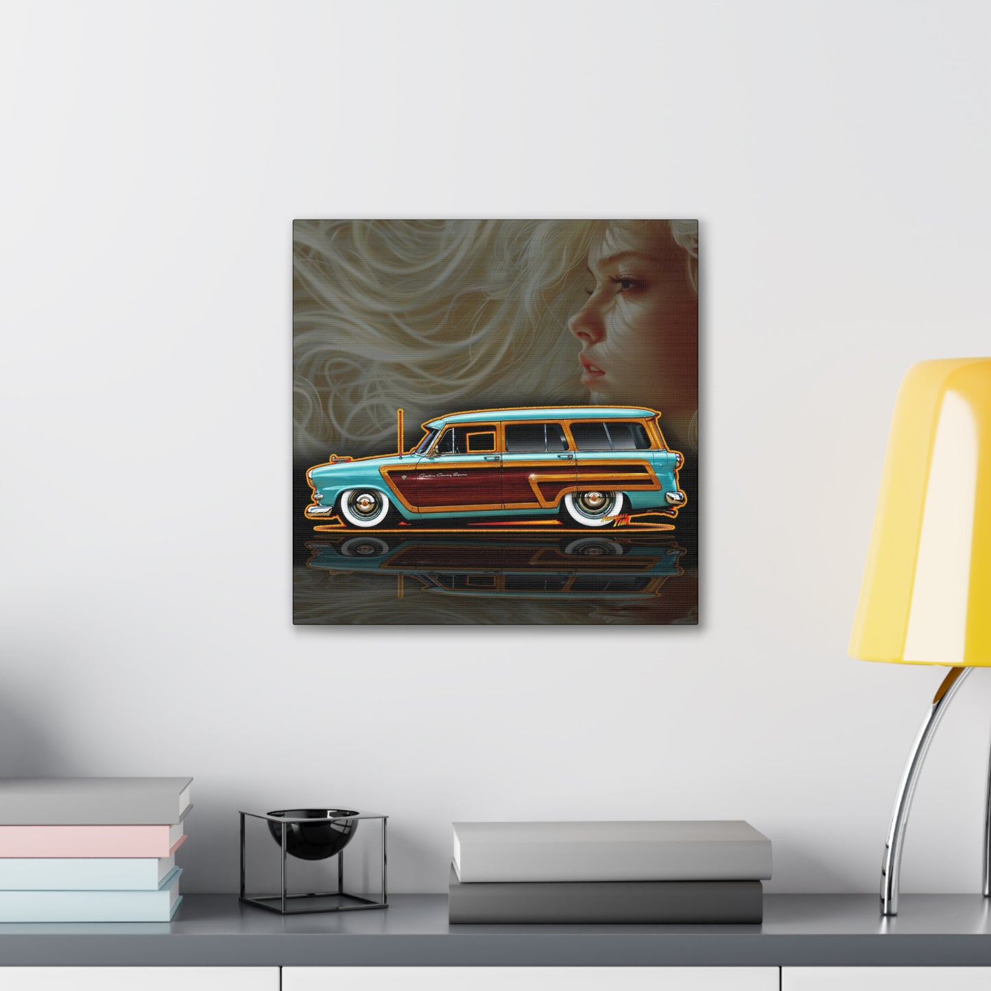 FORD CRESTLINE Country Squire Station Wagon 1953 Collectible Art Canvas Stretched Print