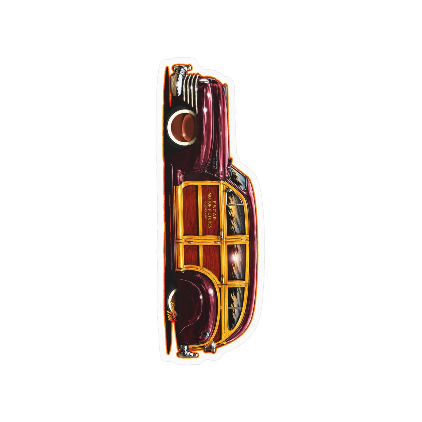 CHRYSLER TOWN & COUNTRY 1942 Collectible Fireball Art Stickers - 4 Sizes
