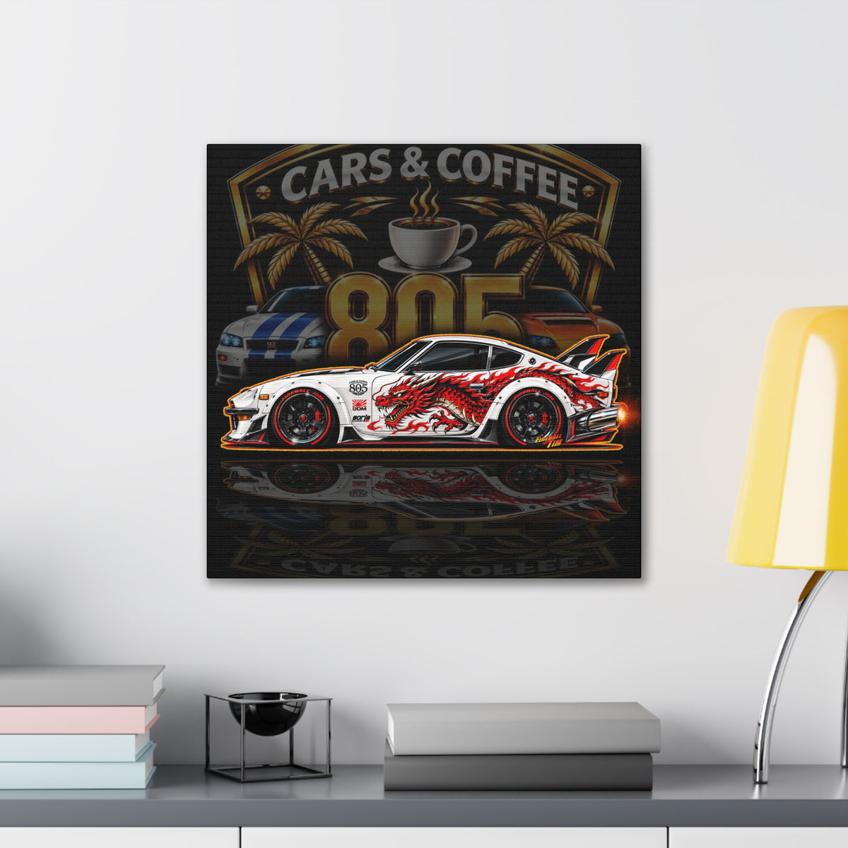 DATSUN 240Z JDM Cars & Coffee 805 Collectible Fireball Art Canvas Stretched Print