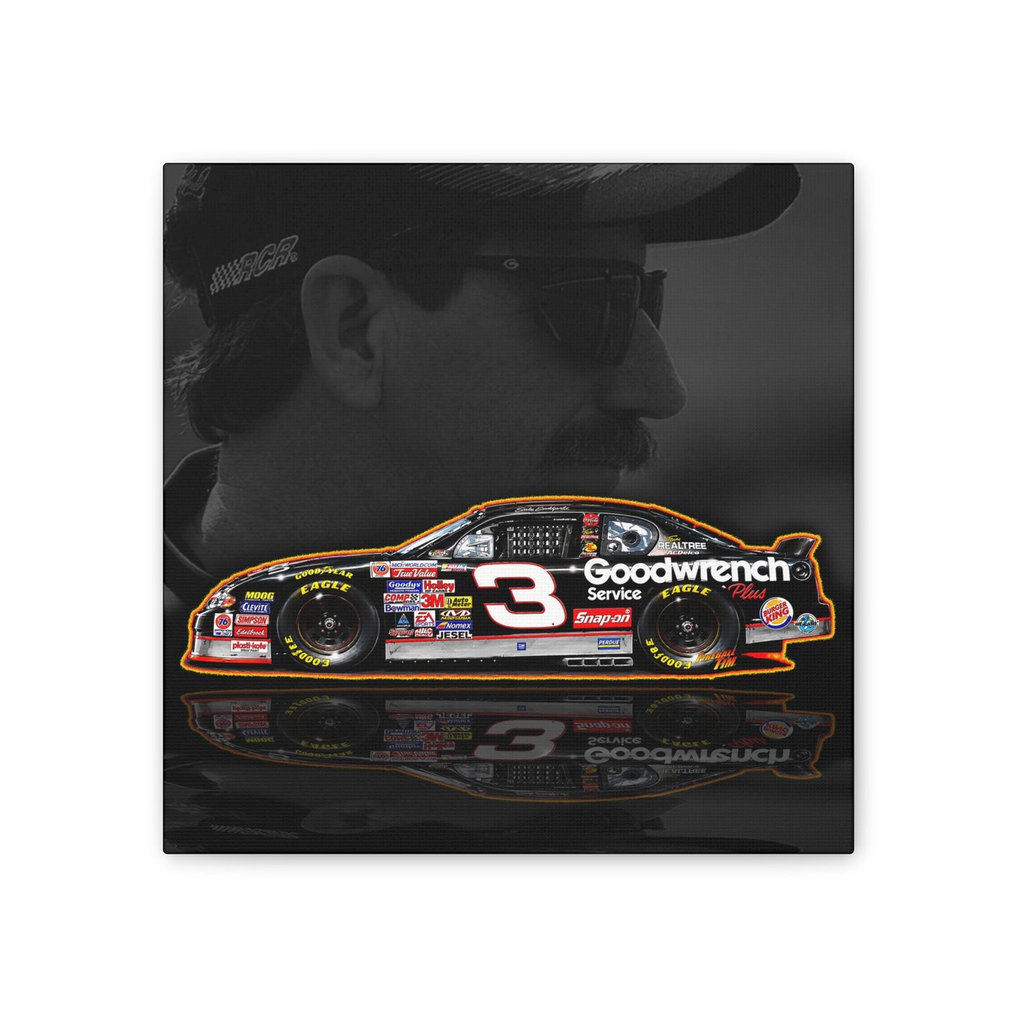 DALE EARNHARDT NASCAR Chevrolet 3 Collectible Fireball Art Canvas Stretched Print