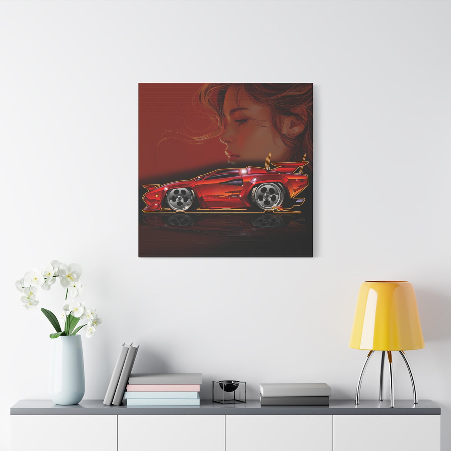 CANNONBALL RUN LAMBORGHINI COUNTACH Fireball Art Canvas Print