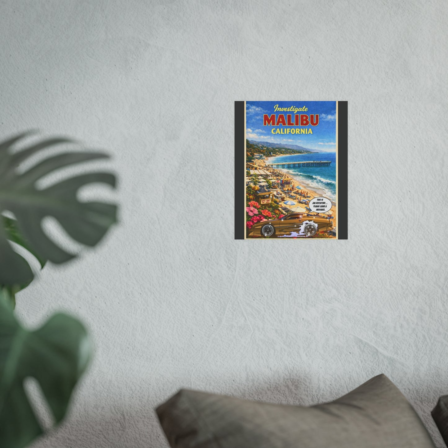 VISIT MALIBU CALIFORNIA Rockford Files Vintage Fireball Art Travel Poster Satin/Matte