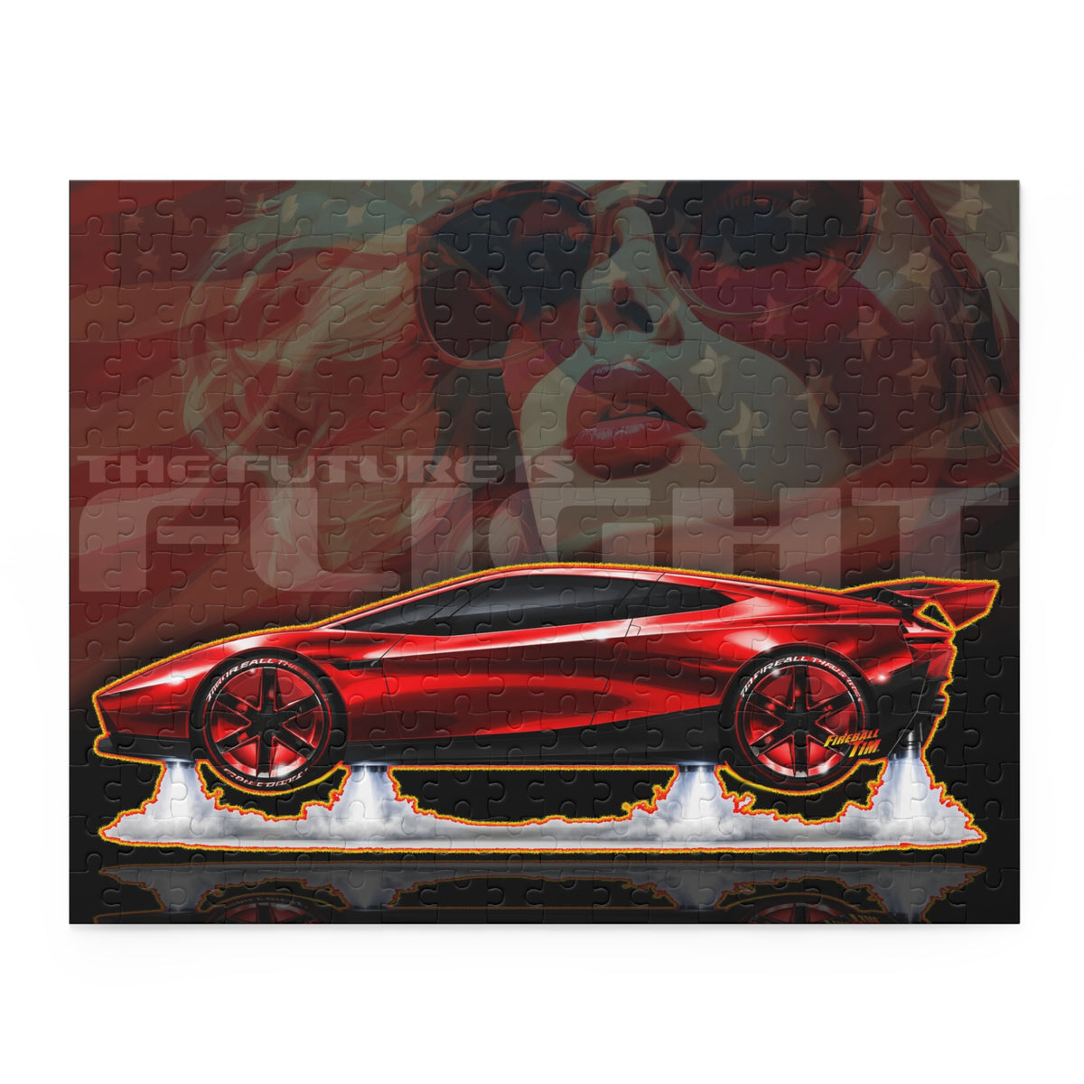 TESLA FLYING ROADSTER Collectible Fireball Art Jigsaw Puzzle — (120/252/500‑Piece)