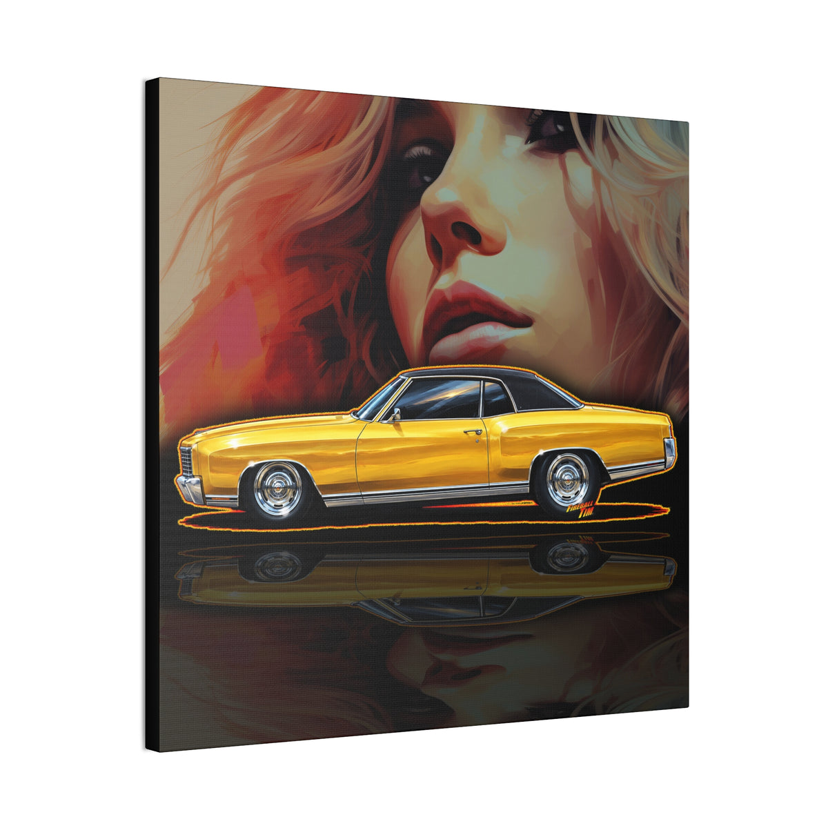 CHEVROLET MONTE CARLO 1972 Collectible Fireball Art Canvas Stretched Print