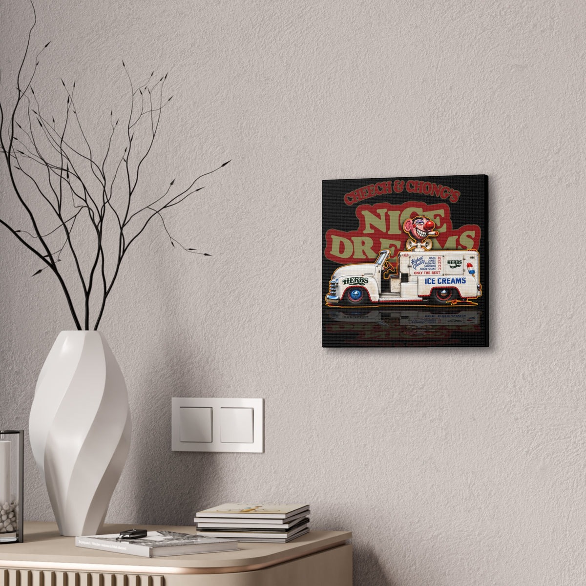 CHEECH & CHONG Nice Dreams Ice Cream Truck Collectible Fireball Art Canvas Stretched Print