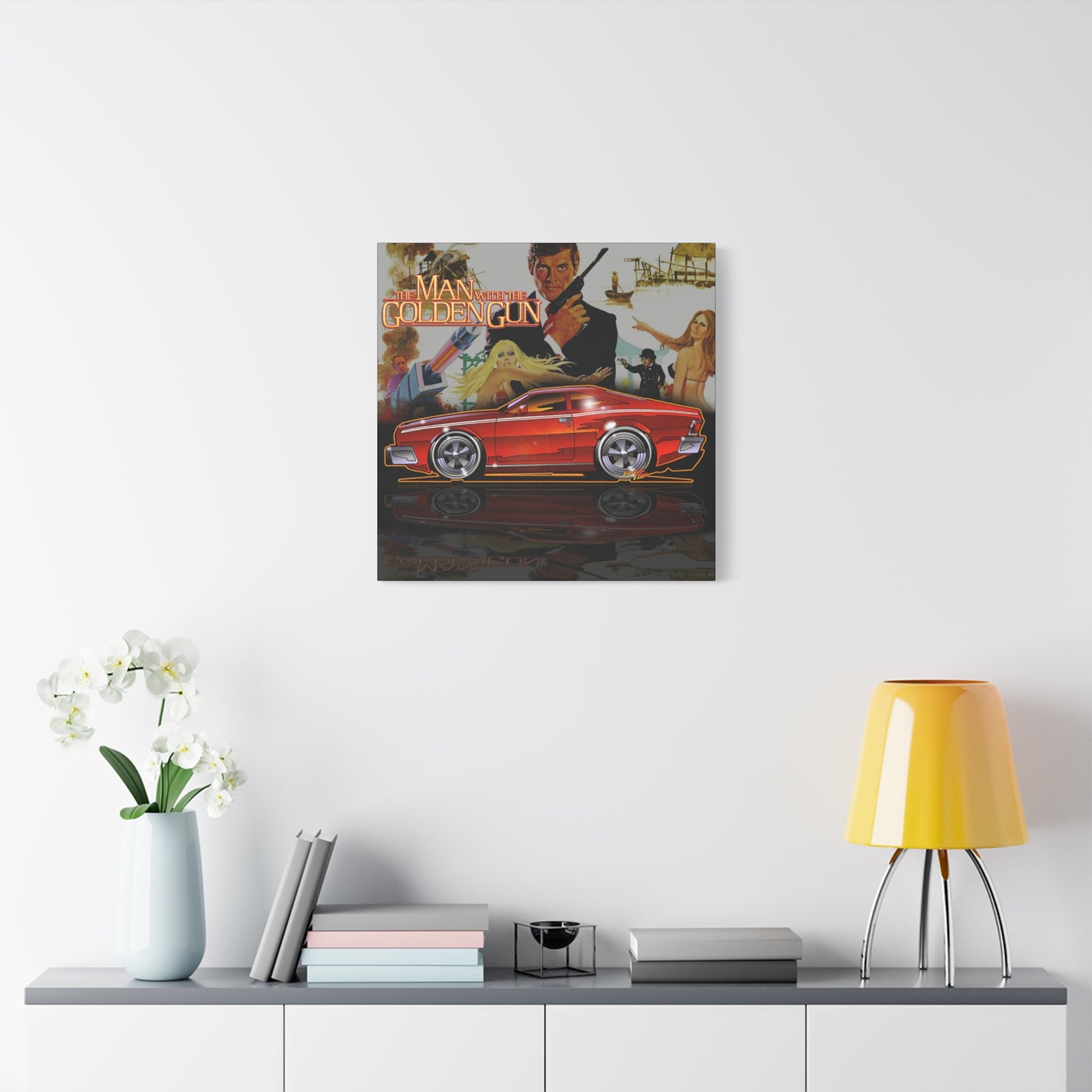 MAN WITH THE GOLDEN GUN AMC Hornet James Bond Fireball Art Canvas Print