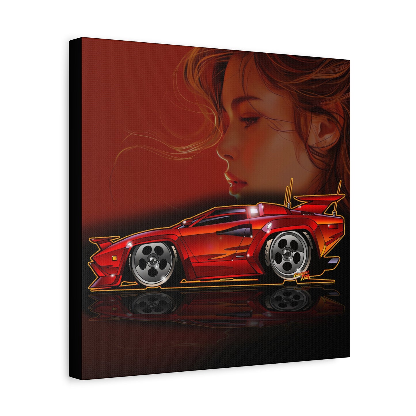 CANNONBALL RUN LAMBORGHINI COUNTACH Fireball Art Canvas Print