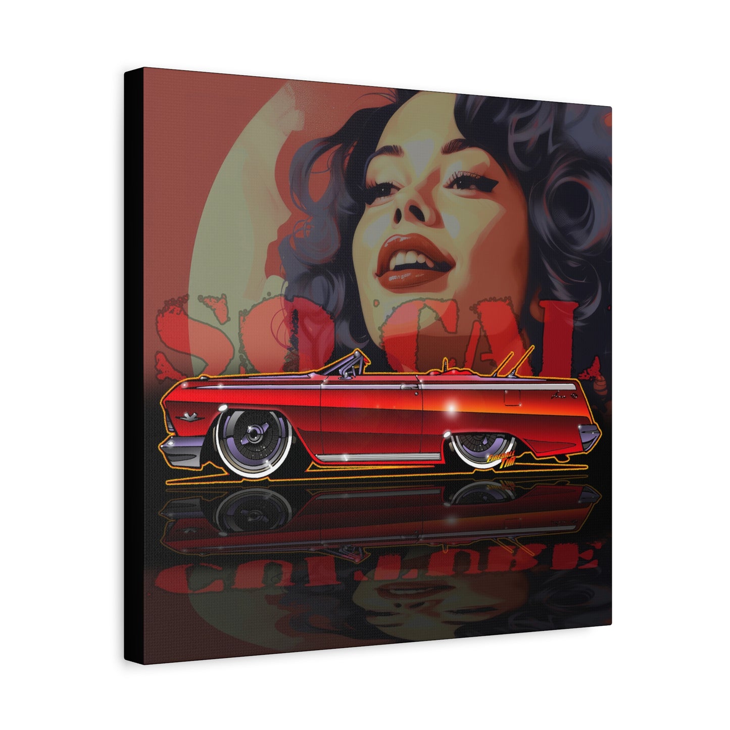 CHEVY IMPALA LOWRIDER Collectible Fireball Art Canvas Print