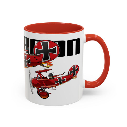 RED BARON FOKKER WW1 Airplane Fireball Art Collectible Coffee Mug - 2 Sizes