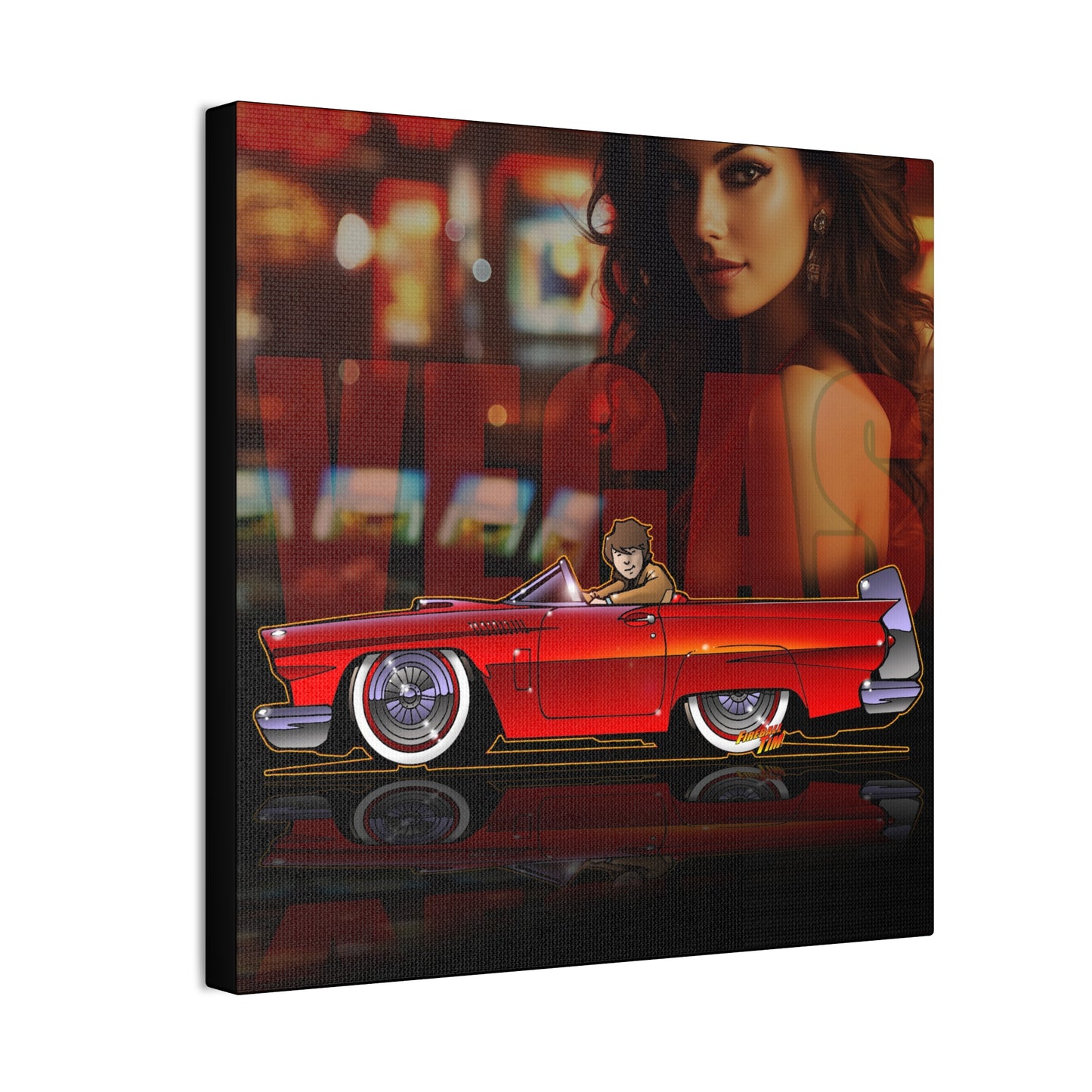 VEGAS THUNDERBIRD TV Car Robert Urich Fireball Art Canvas Print - 12x12