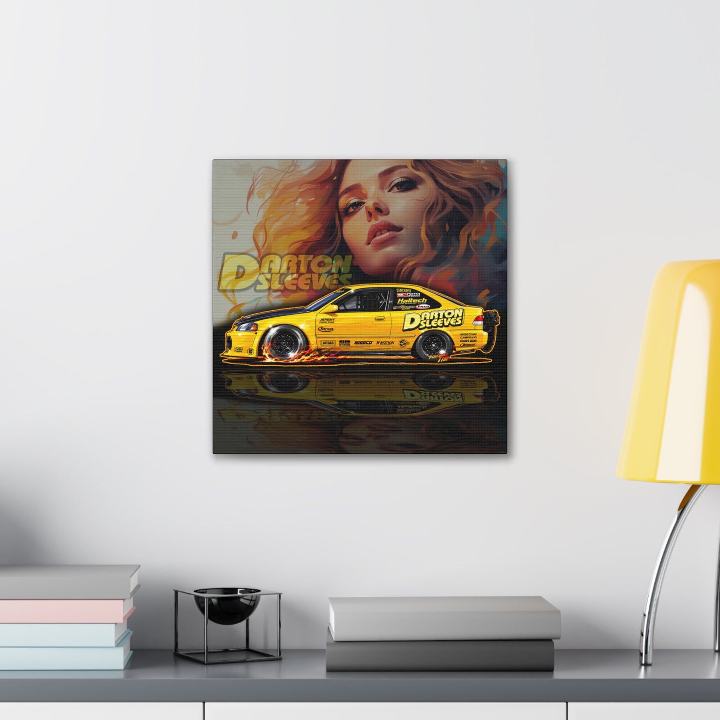 DARTON SLEEVES HONDA Drag Car Collectible Fireball Art Canvas Stretched Print