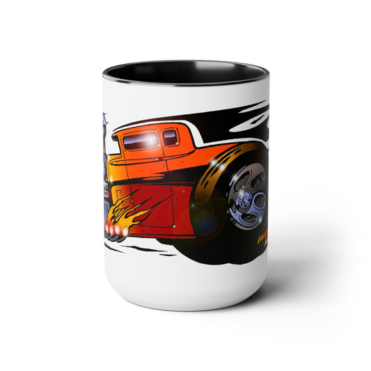 Fireball Tim CLASSIC HOT ROD Coffee Mug White 15oz-Mug-Fireball Tim Garage