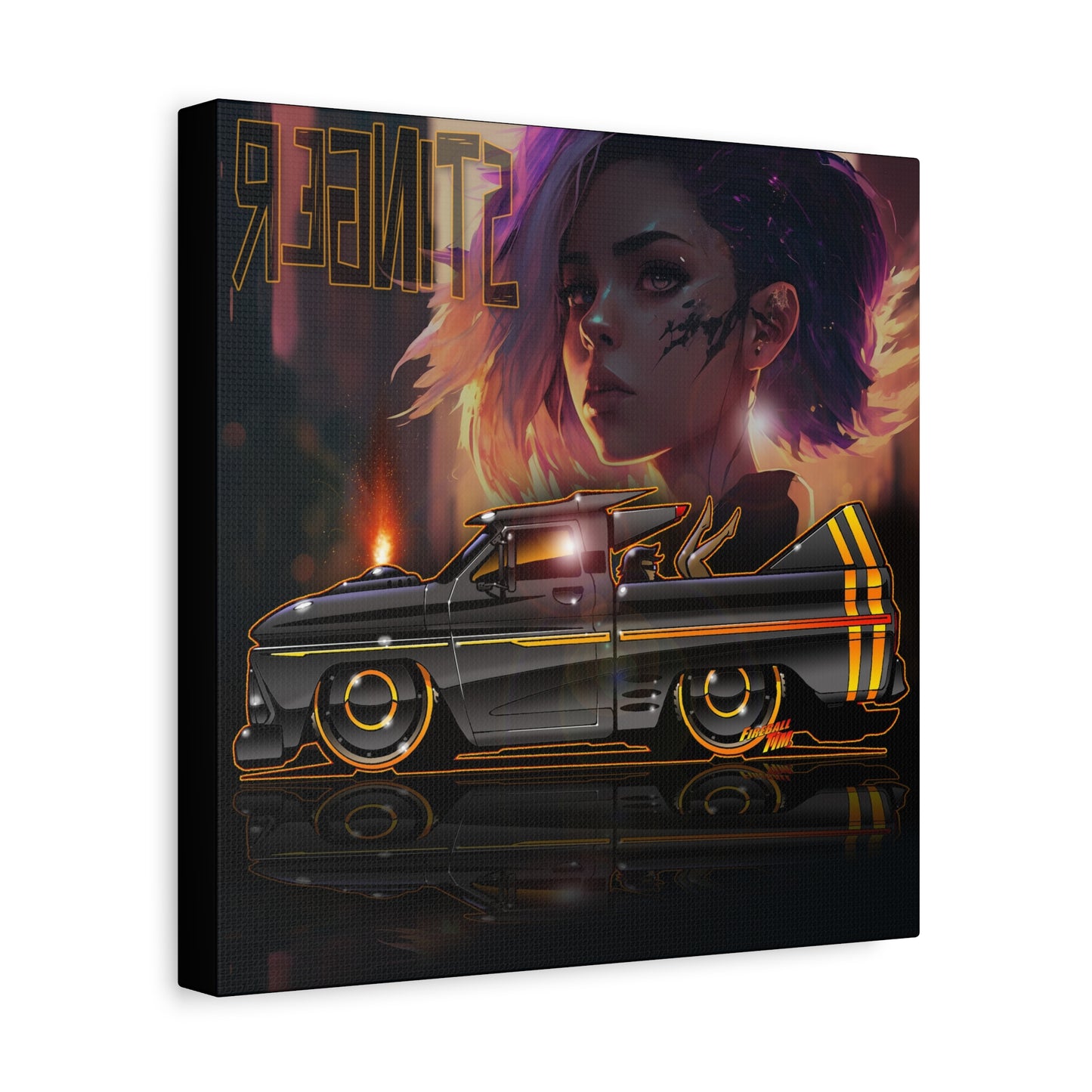 CHEVROLET C10 1960 Stinger Pickup Truck Fireball Art Canvas Print