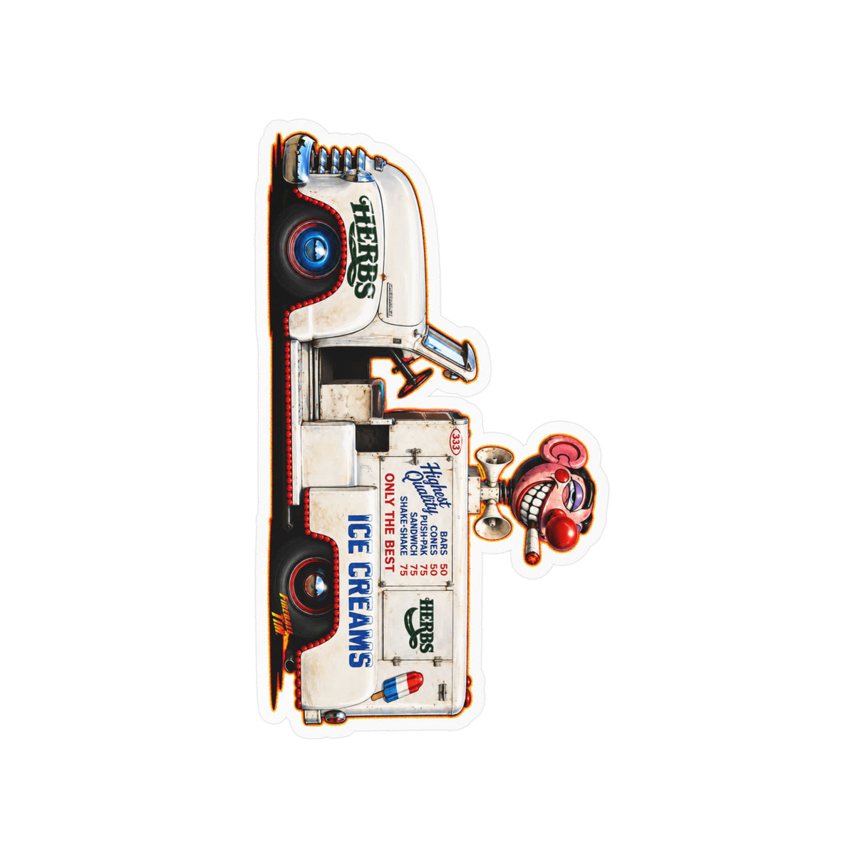 CHEECH & CHONG Nice Dreams Ice Cream Truck Collectible Fireball Art Stickers in 4 Sizes