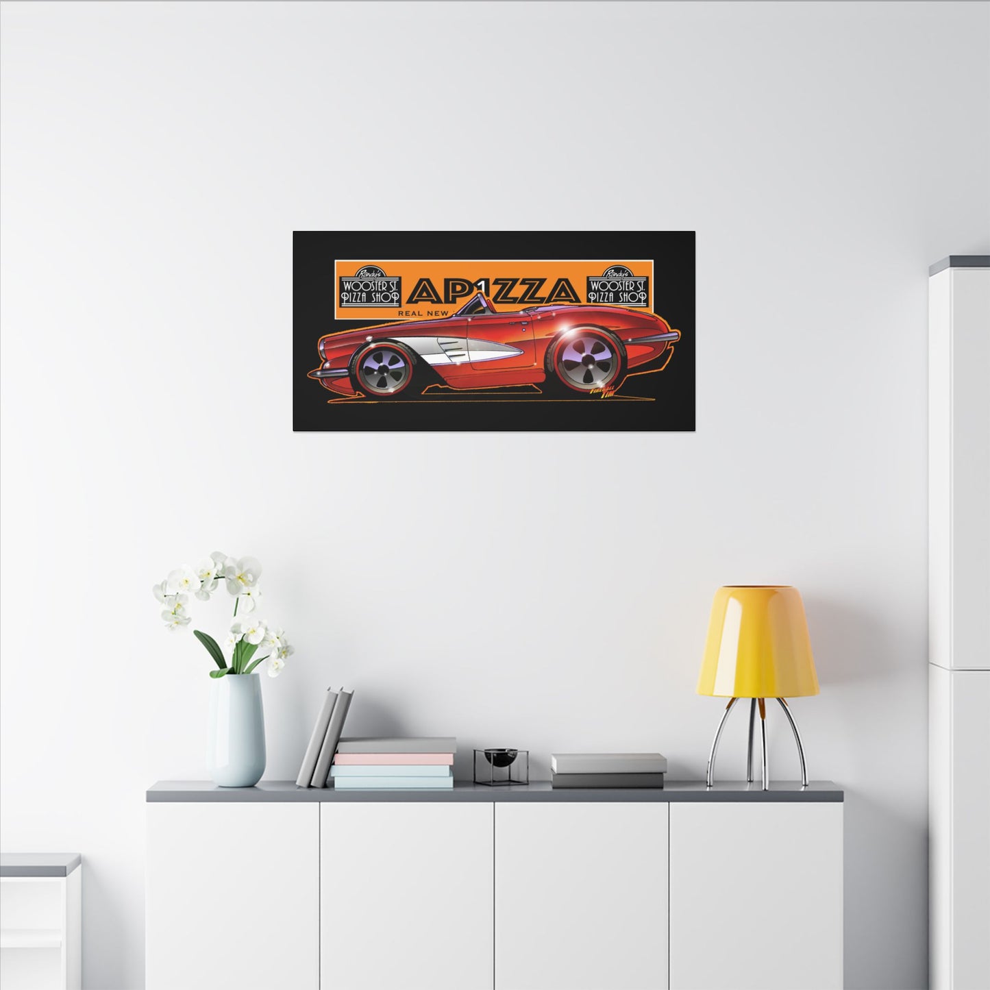 CORVETTE 1958 APIZZA 1 Fireball Art Canvas Print
